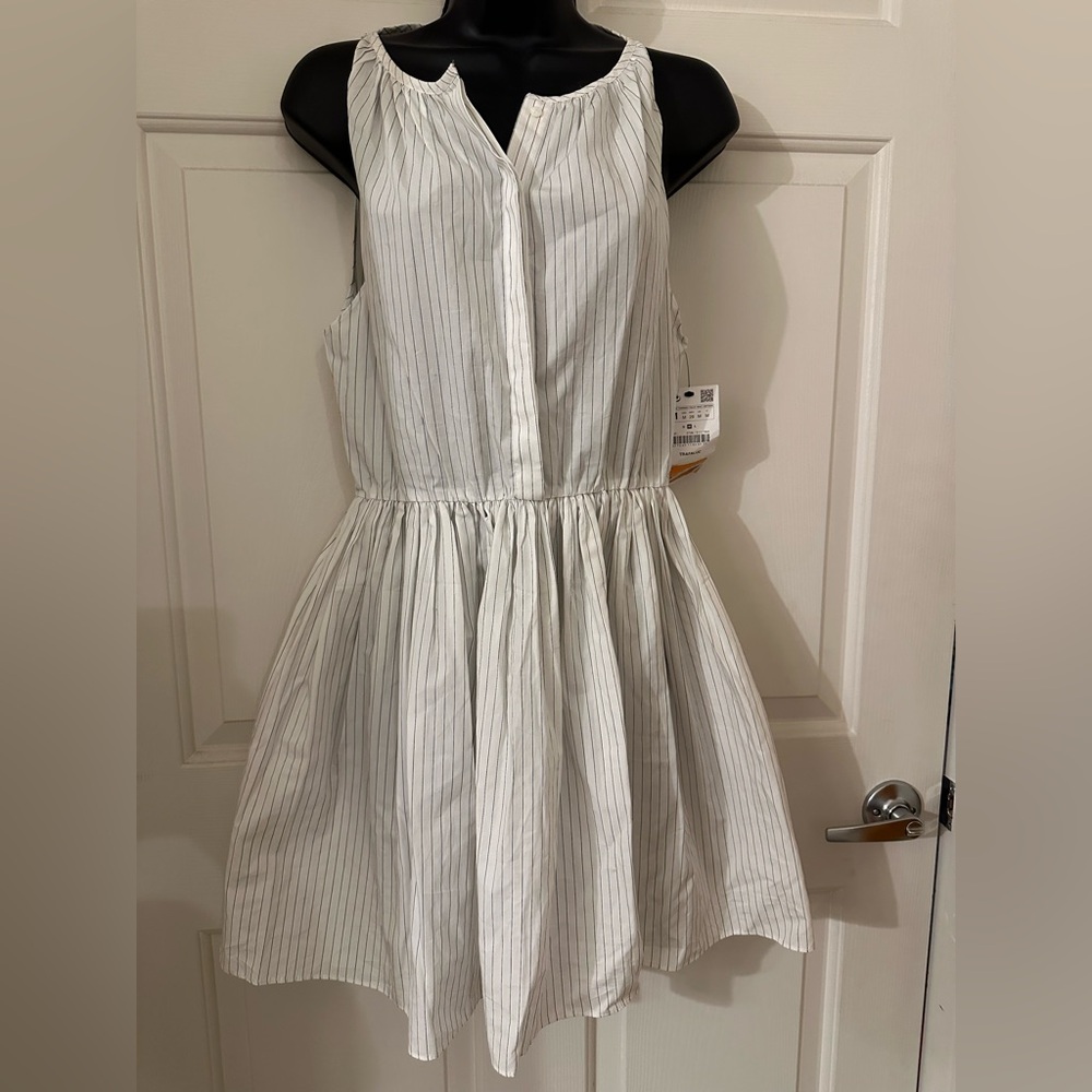 NWT ZARA Trafaluc White and Black Striped Dress with Pockets Sz M
